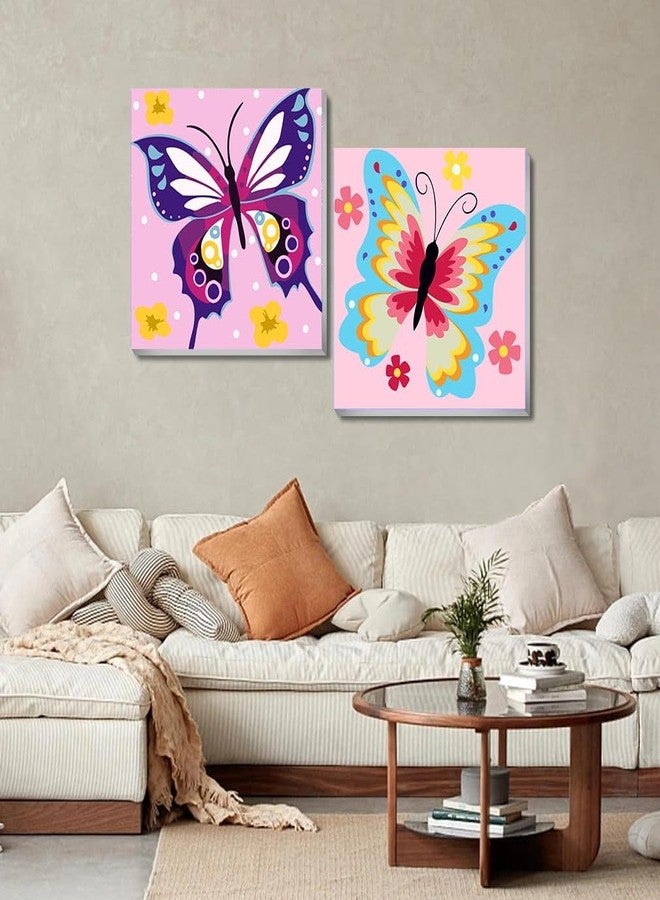 askkqtx 2 Pack Butterfly Paint by Number for Kids,Easy Paint by Numbers for Kids Ages 8-12,DIY Acrylic Oil Painting Kits for Home Wall Decor and Girls Gifts-8x8inch（with Wooden Framed） - Image 4